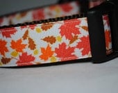 Fall Leaves Brown, Orange, Red and Yellow 1" Width Adjustable Dog Collar - Also available as a Martingale - swankypaws
