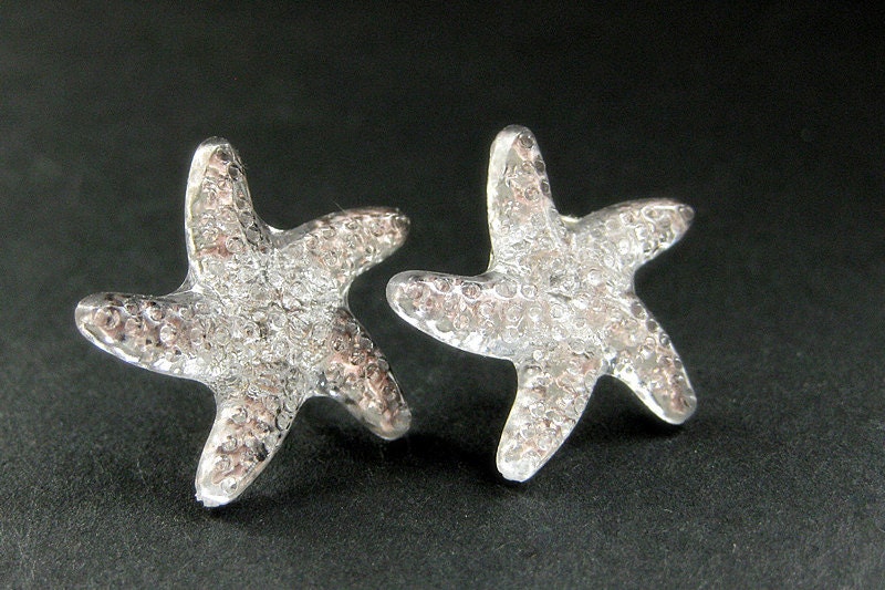 Starfish Earrings. Star Earrings with Silver Stud Earring Backs. Handmade Jewelry.