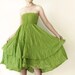 Sale 70% Off, Strapless Cotton Dress / Boho Dress / Maxi Skirt in Green.