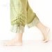 Spring Summer Drawstring Cotton Pants in Yellow-green