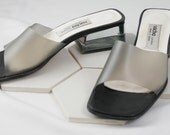 Sacha London Mules with Plastic Clear Heels- Designer Womens Shoes- Size 5 1/2 B.  Made in Spain. Reduced 33%
