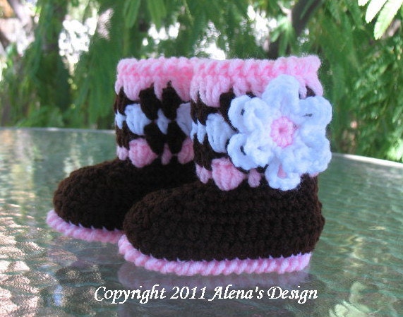 PDF Instant Download - Crochet Pattern 019 - Brown Baby Booties.