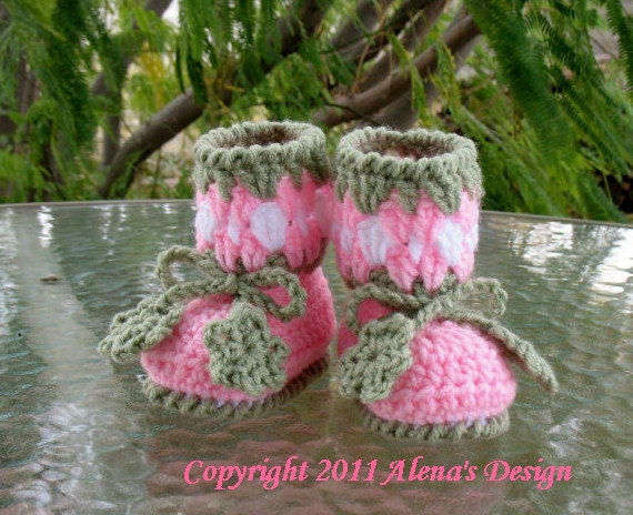 PDF Instant Download - Crochet Pattern 021 - Blossom Baby Booties