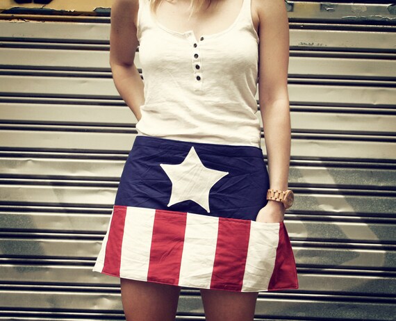 Captain America-n Flag half apron -- women's one size