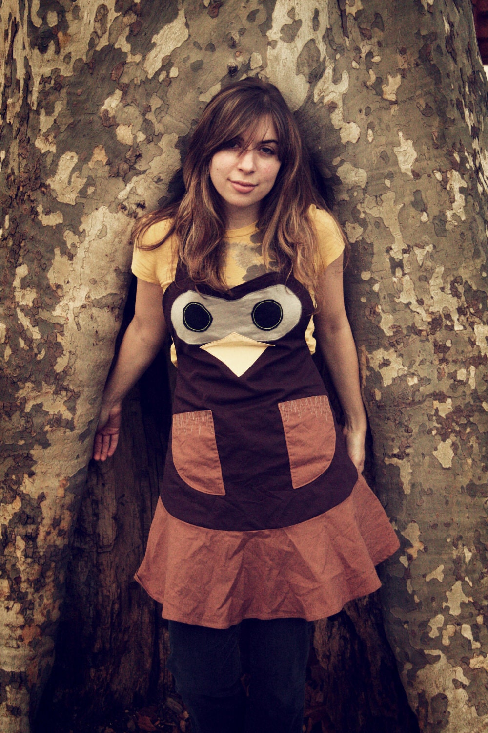 owl apron -- women's full apron