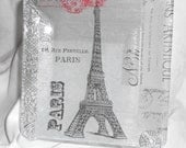 PARIS POSTCARD  6" Decorative Decoupage Glass Plate, Eiffel Tower, Paris Design, Dessert Plate, Jewelry Plate, Paris Decor