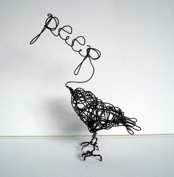 Just a PEEP - Handmade Original Wire Bird Sculpture