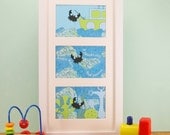 Sea Swirls - New baby boy personalized art picture (framed)