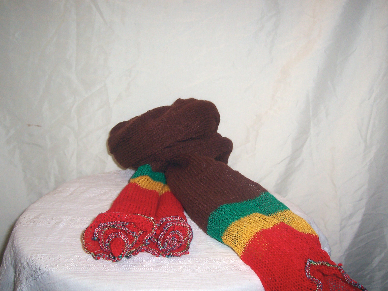 Reggae Rasta Maroon Head Wrap Scarf or Shawl with Rasta Colors  (FREE US SHIPPING)