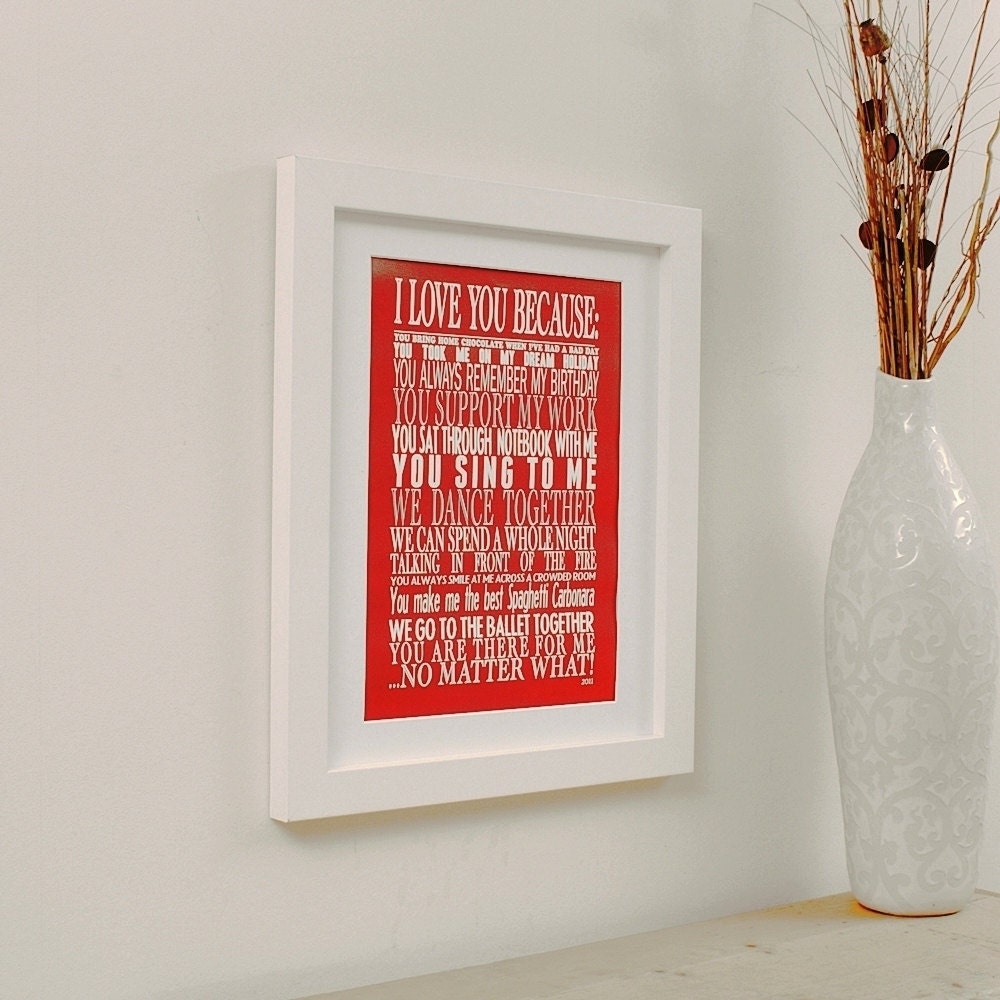 Personalised 'I love You Because' Print - Medium