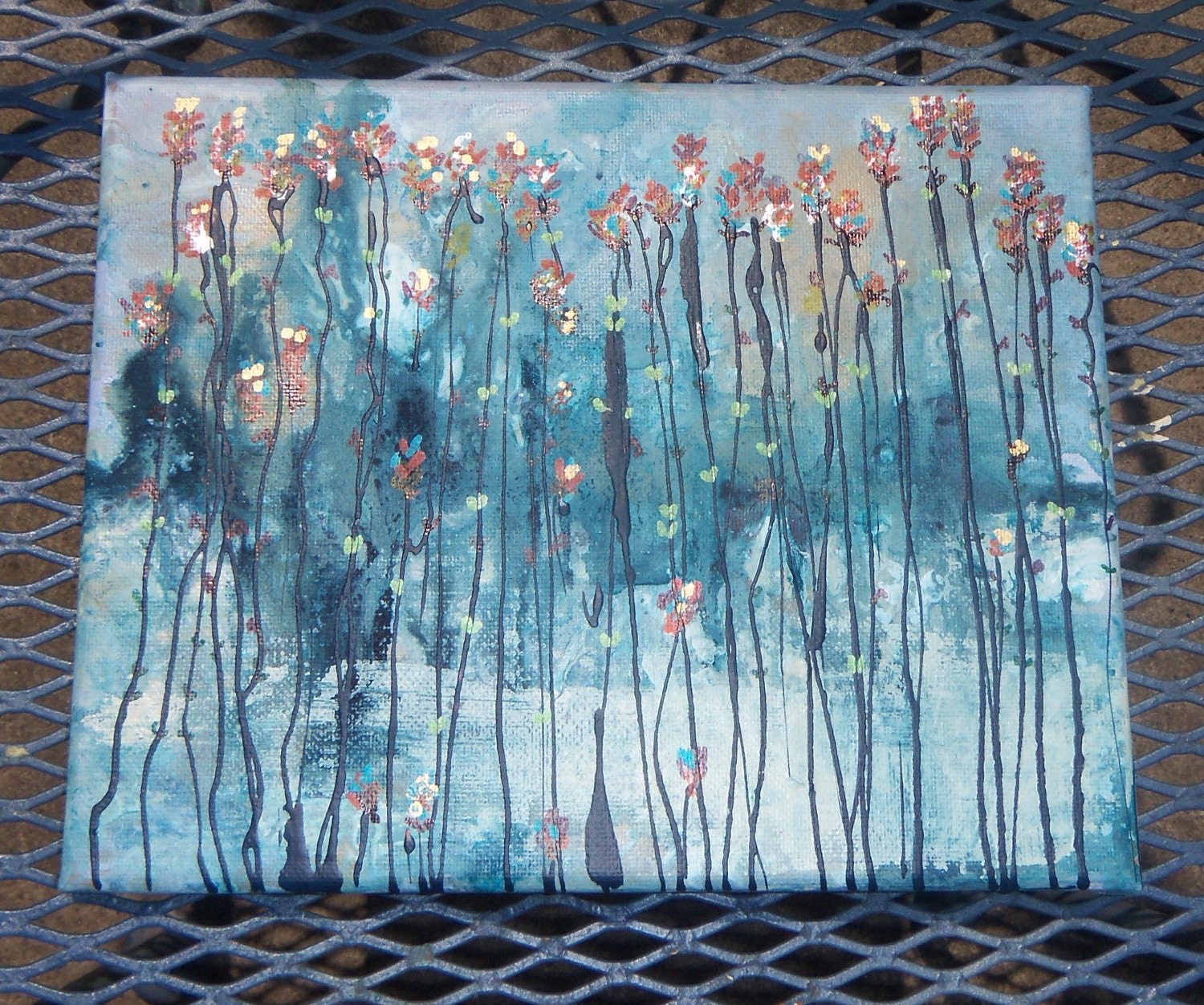Original Flower Flutes Illustration Painting Canvas 8x10x1