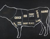 Limited Edition Cow Butcher Chart Chalkboard Drawing 11x14 Print
