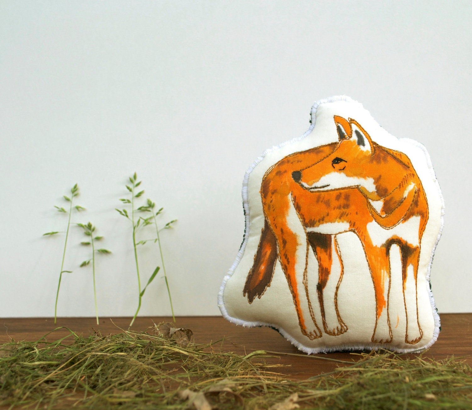 Cloth Wolf Toy. Ethiopian Wolf. Hand Drawn Organic Cotton African Animal Toy by TheHandmadeClassroom. Made to order.