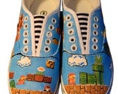 Super Mario Brothers Hand Painted Sneakers