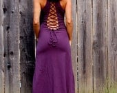 Nienna Hood Dress With Open Back In Purple, hippie dress, gypsy, sexy, elf, elven, elvish, fairy, Bohemian Princess - ZhenNymph