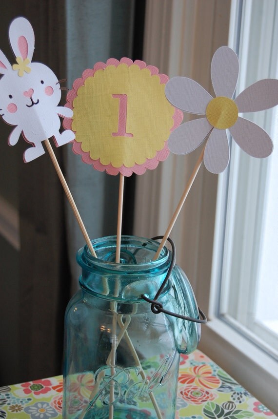Bunny Centerpieces, Some Bunny is One, Daisy, Rabbit Theme, Bunny Theme, 9 Pcs Il_570xn