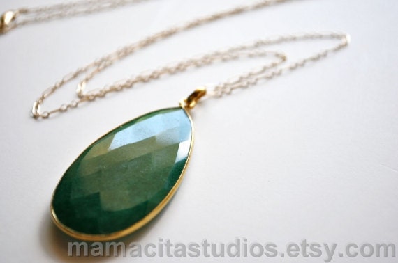 Mothers Day Sale Emerald Necklace - May Birthstone Necklace -  Emerald Jewelry