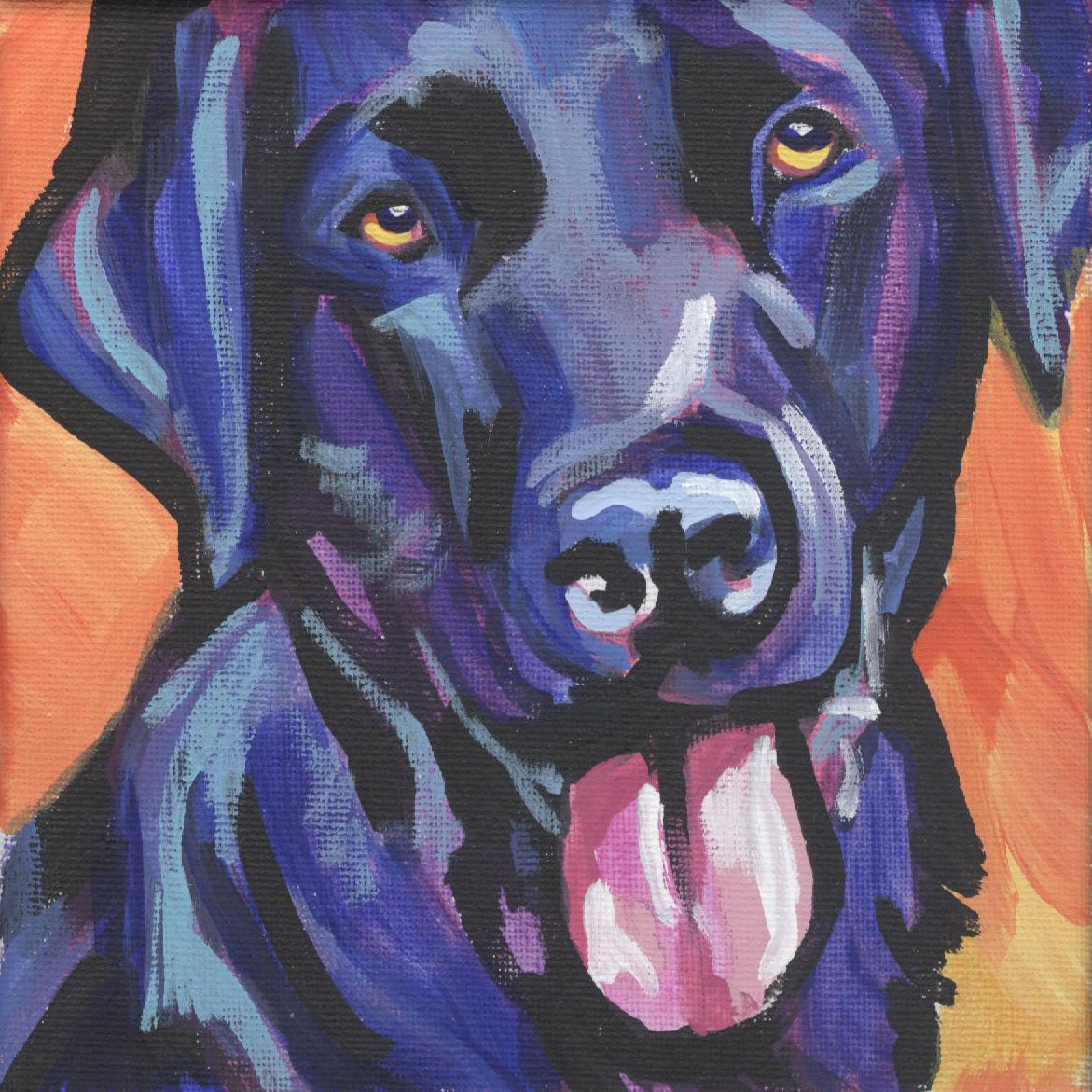 Labrador Retriever modern Dog art print black lab pop dog art bright colors 8x8 inch