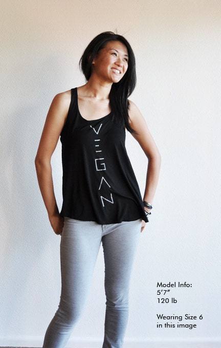 Vegan Clothing : Black Racer Back Tank Top (Size 4 / 6 / 12)