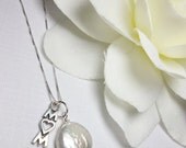 Mom Necklace - Sterling Silver - Italian Chain- Heart - AA  Coin Pearl - High Quality, Mother of the Bride, Birthday gift - Mom -