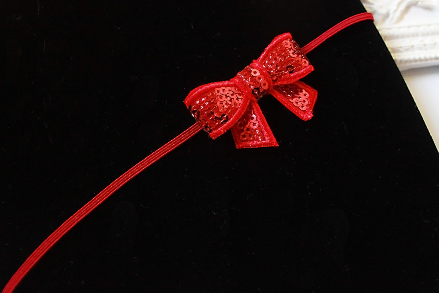 Red Bow - Red Sequin Bow Headband - Christmas