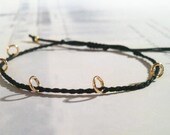 chloe. delicate layering friendship bracelet tiny gold filled rings on adjustable cotton cords