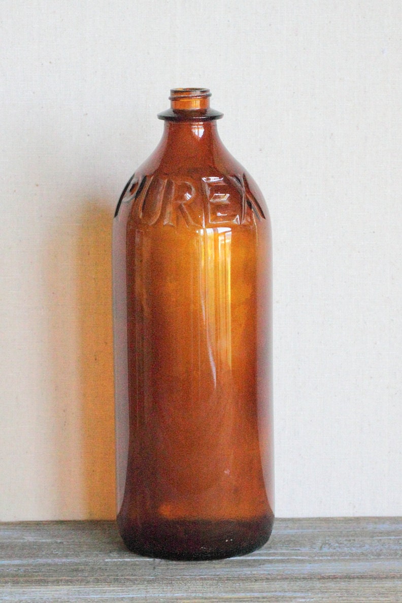 Vintage Laundry Bleach Bottle Amber Glass Purex