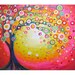Sweet -Original abstract acrylic Tree painting. size 8x10, in Pink Yellow Orange Blue Black