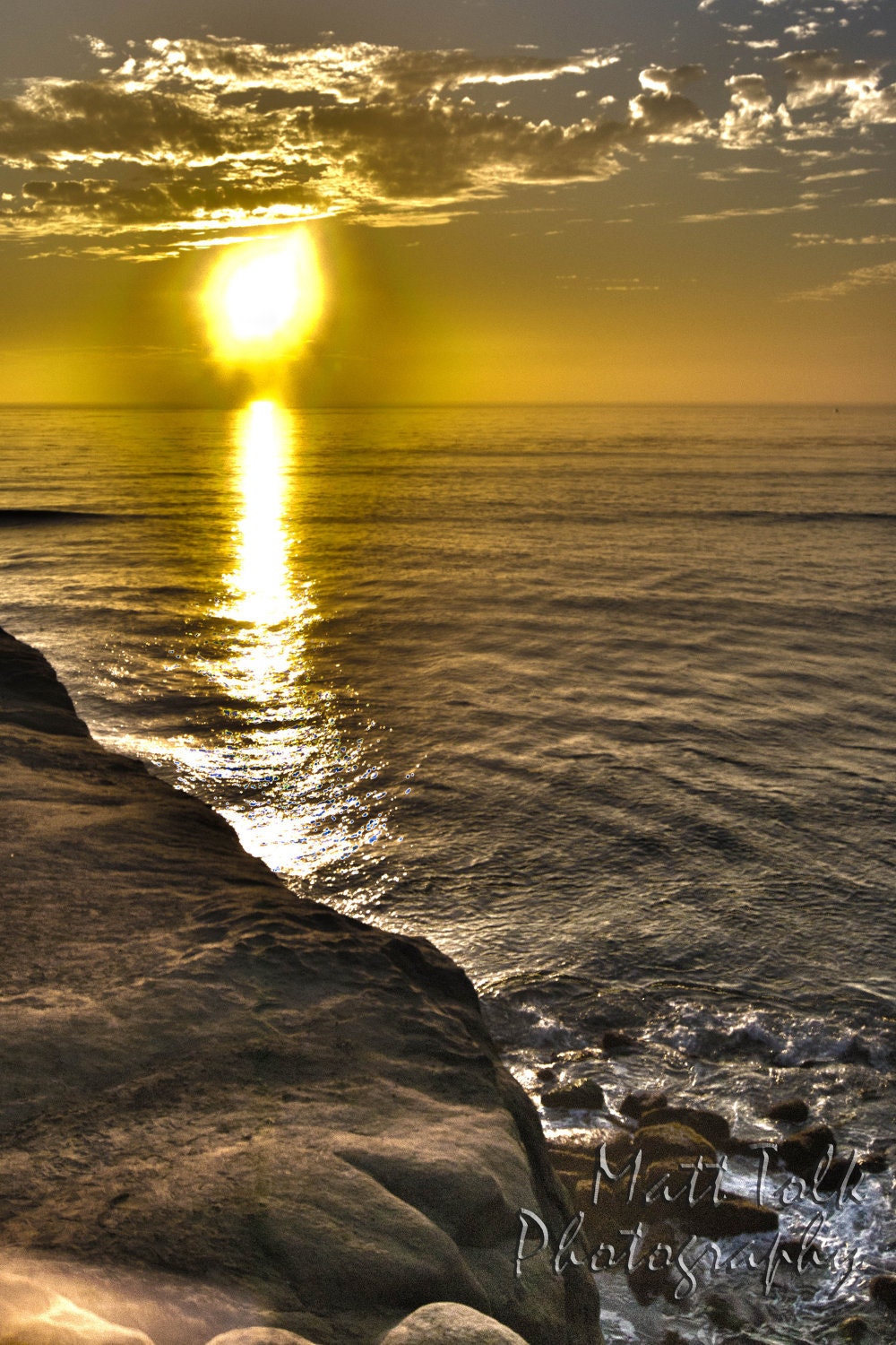 Beach Photography - Yellow Sunset - San Diego, California - Ocean, Yellow, Sun, Landscape, Wall Art, Fine Art Photography - 8x12