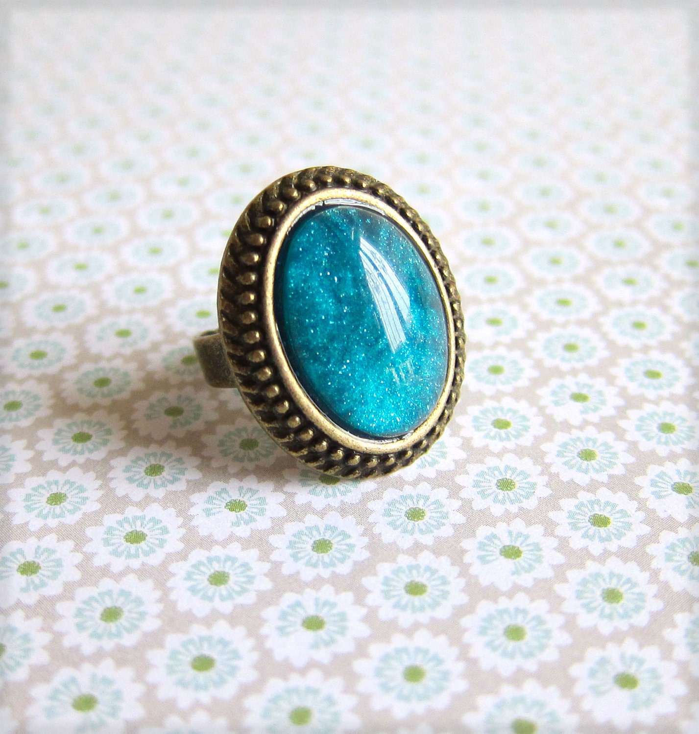 Teal Ring Great Gatsby Ring Aqua Blue Sea Green Ring Antique Style LOTR Fantasy Whimsical Elf Ring Heirloom Ring