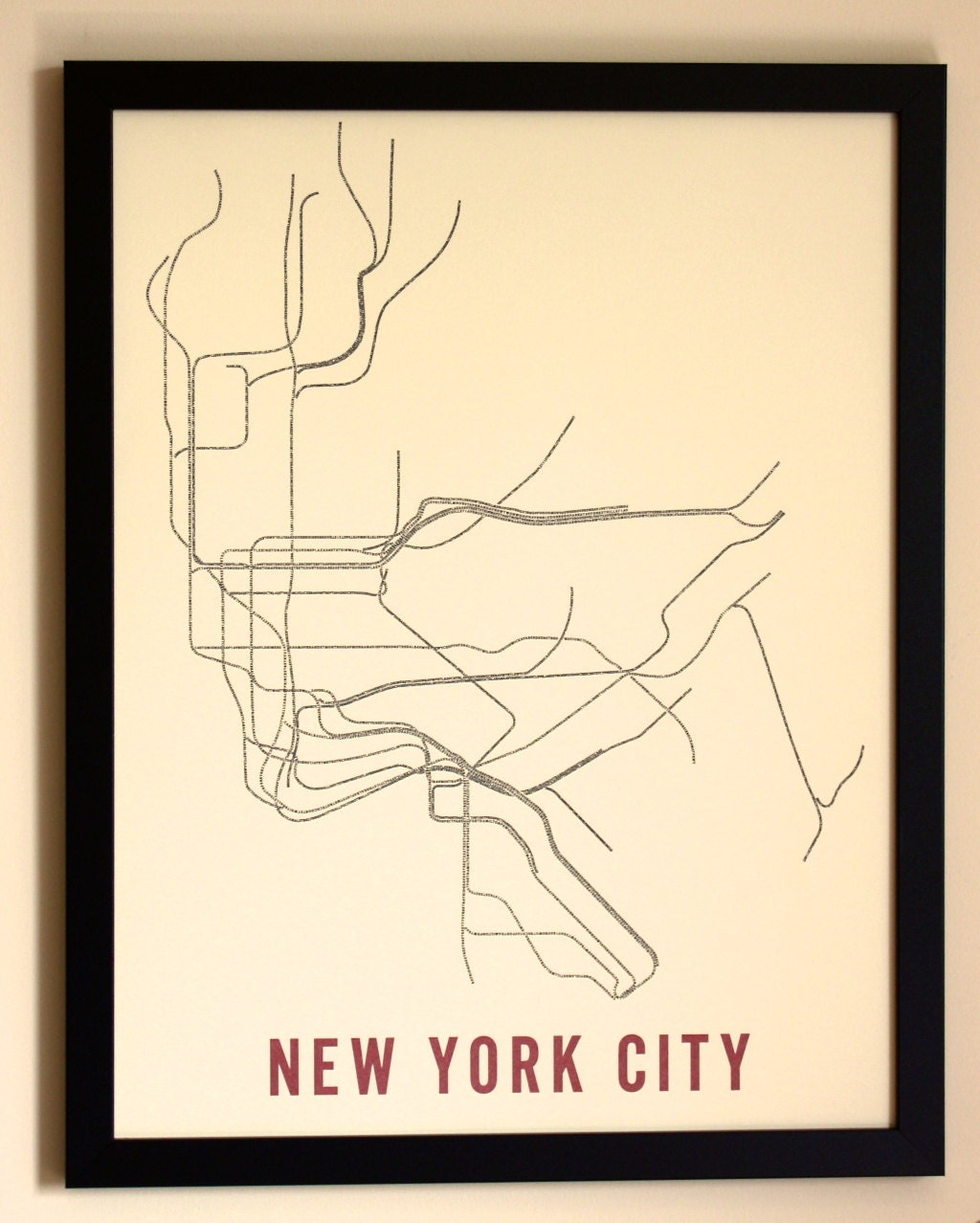 New York City Typographic Transit Map Poster