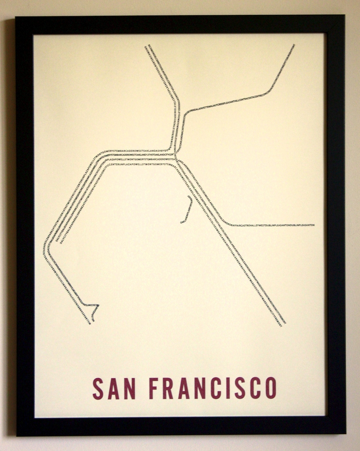 San Francisco Typographic Transit Map Poster