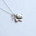 Kitty Cat Necklace- Swarovski Crystal Bead -925 Sterling Silver Chain- Charm Jewelry- Custom Birthstone