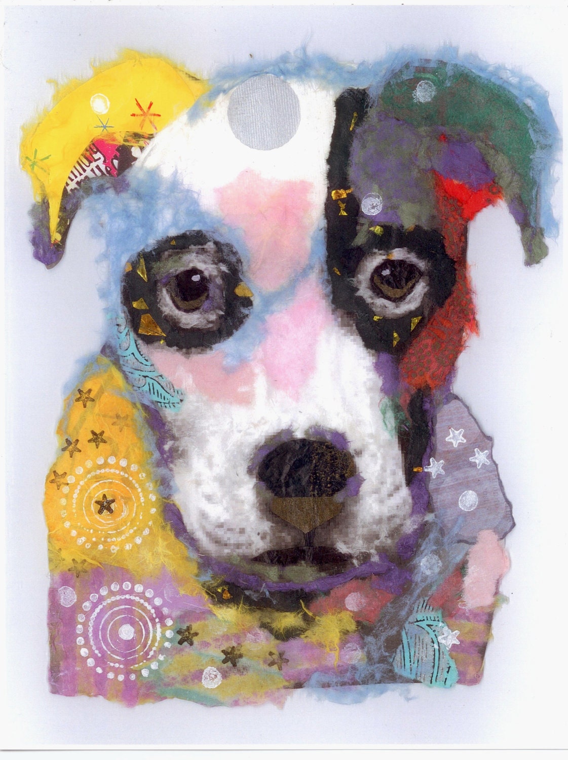 Torn Paper Pop Art Dog Portrait 12 X 12 Chigirie Custom Pet Portrait from your photo,Cradled Birch, Payment Plan, Dog Portrait