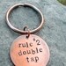 READY TO SHIP- Zombie Rules Key Chain- Double Tap- Hand Stamped Copper Disc