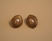 1980's Replica Gold and Pearl Earrings