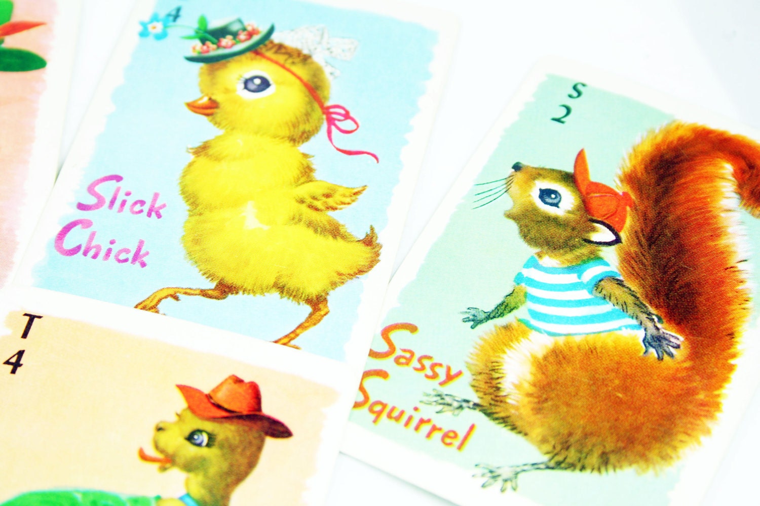 Vintage Card Game Animal Rummy, Whimsical Cute Animal Playing Cards with Classic Vintage Artwork: Set of Eleven Designs