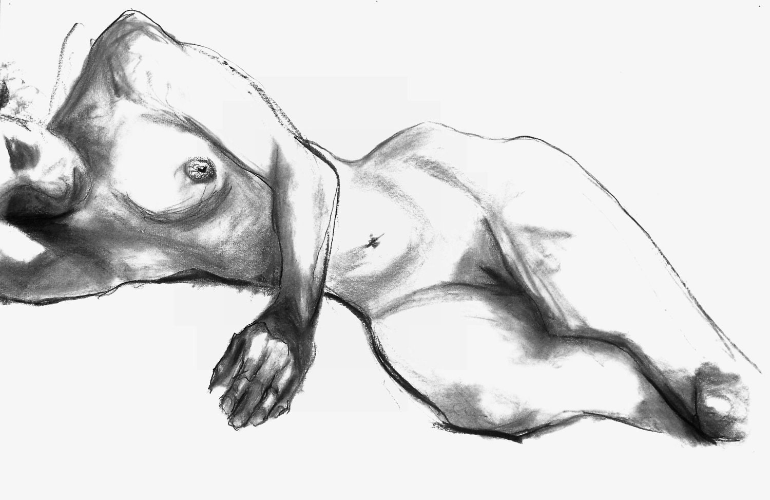 Lying Woman - charcoal portrait
