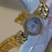 Vintage Goldtone High Polished Panther Link Stampato Bracelet Watch by Pierre Jacquard