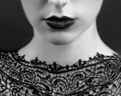 Steampunk lace collar black bib detachable collar necklace with bronze gold chain epaulets epaulettes BODY TATTOO burning man