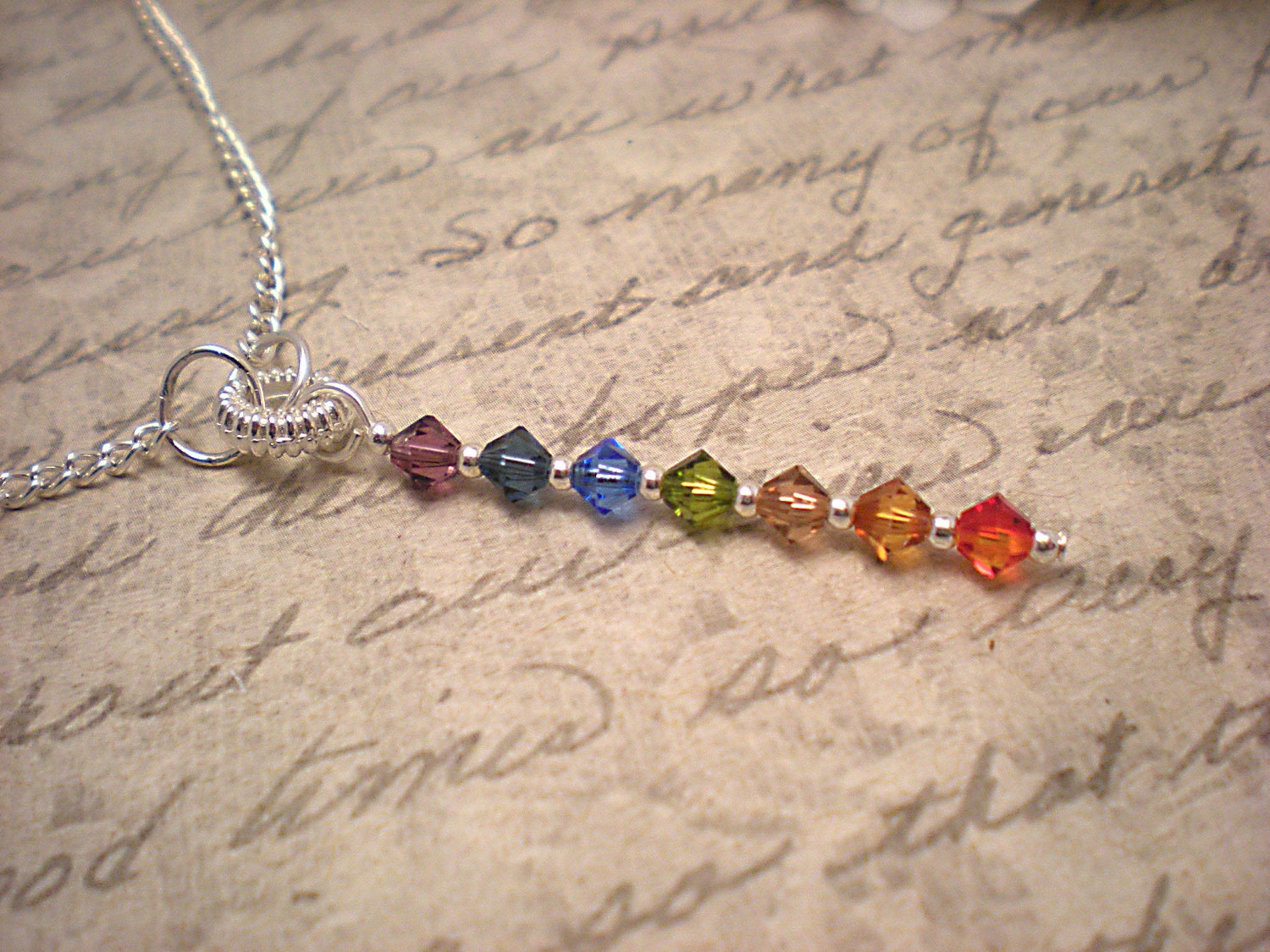 The Yogi- Rainbow Swarovski Crystal Chakra Yoga Sterling Silver Necklace
