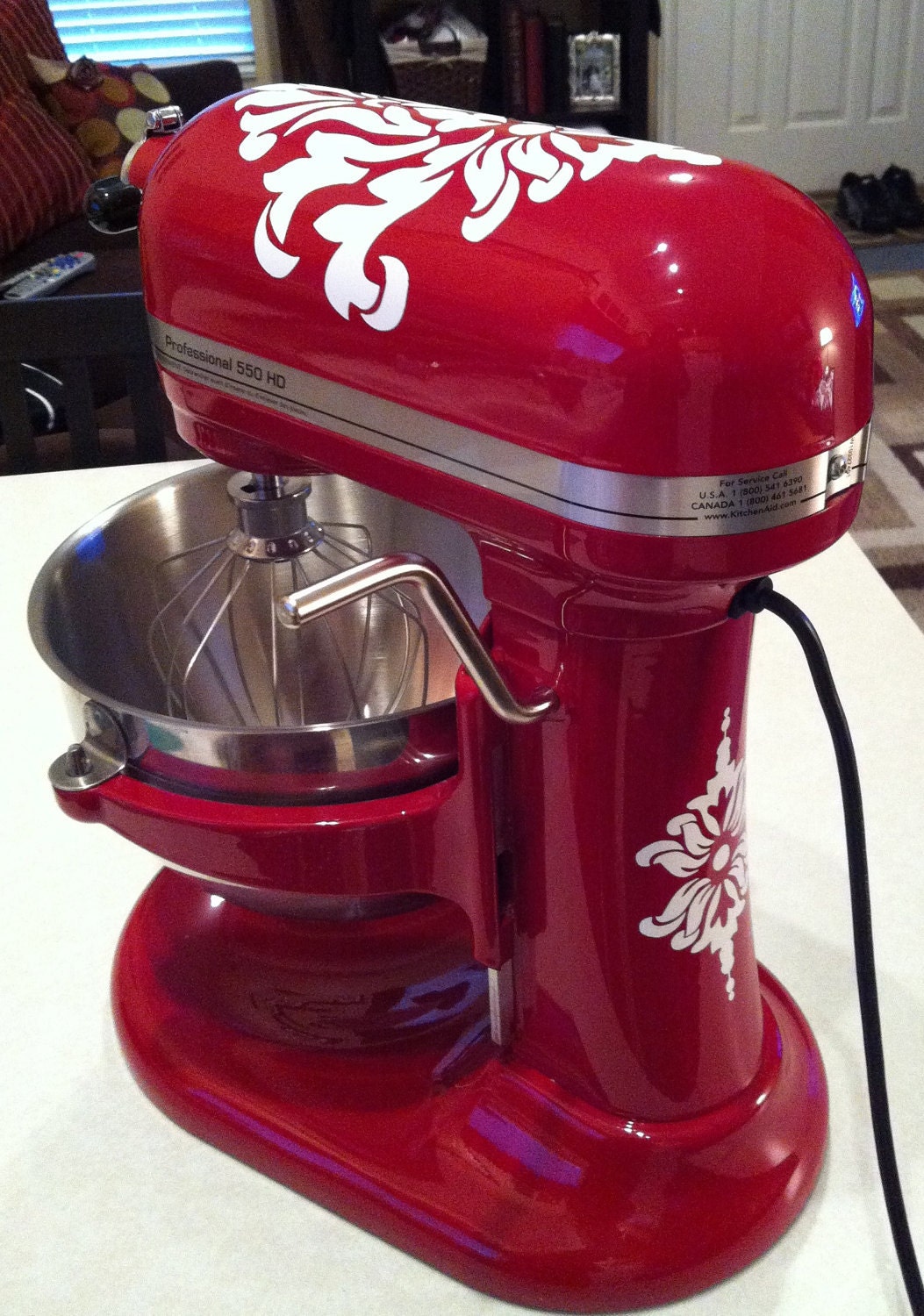 Vinyl Damask Decals for KitchenAid Mixer- FREE SHIPPING