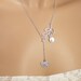 Little Sparrow in Silver & Leaf Lariat - Personalized Initial, Bridesmaid Gift, Bird Necklace, Leaf Necklace, Personalized  Necklace