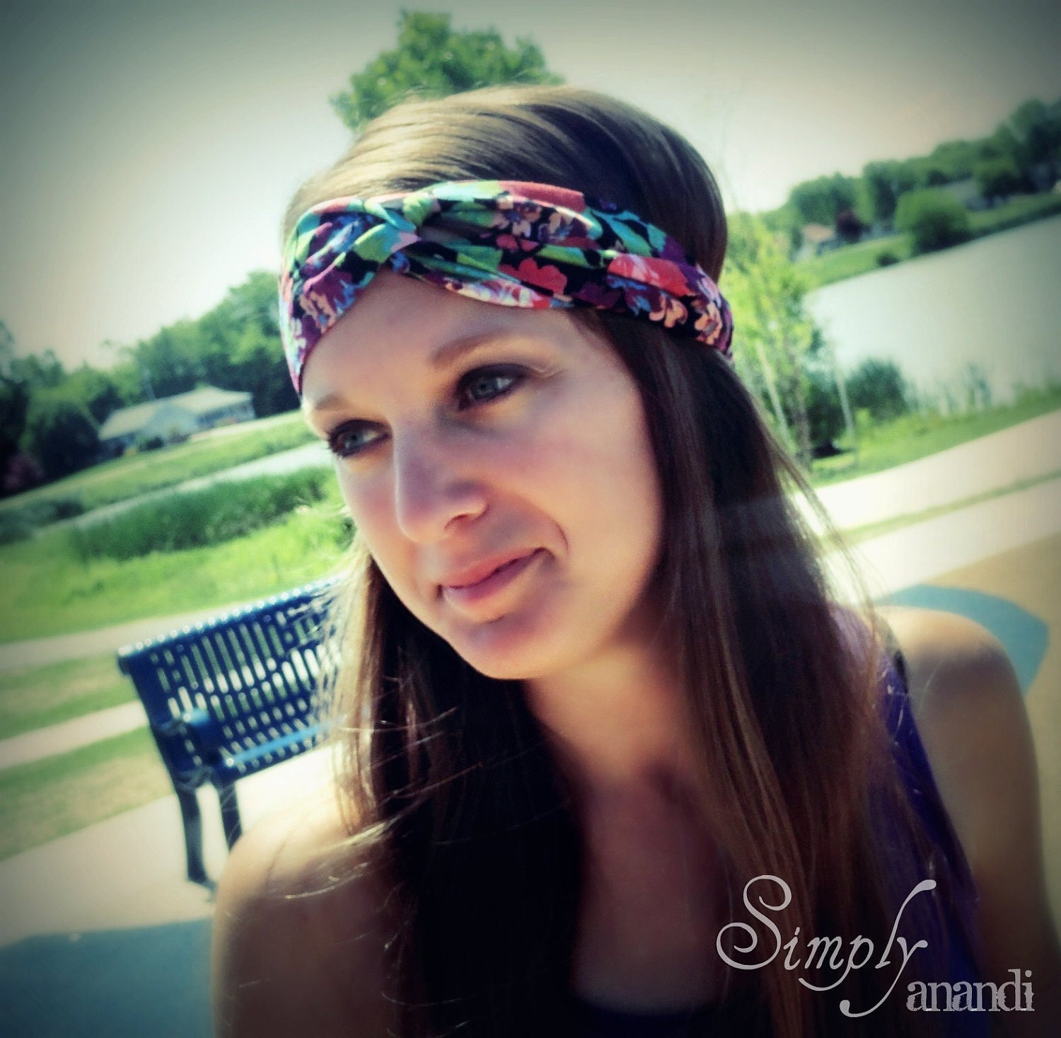 Turban headband--Vintage floral headband--Women's turban headband--headwrap--stretchy--floral turban headwrap