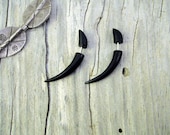 Earrings Fake Gauge Wooden Earrings Talon Tribal Buffalo Black Wood Organic - FG032 DW