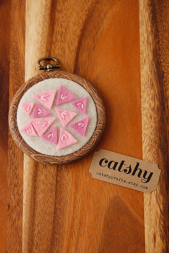 Mini Embroidery Hoop Art. Pink Confetti. 3 Inch Wall Art by Catshy Crafts