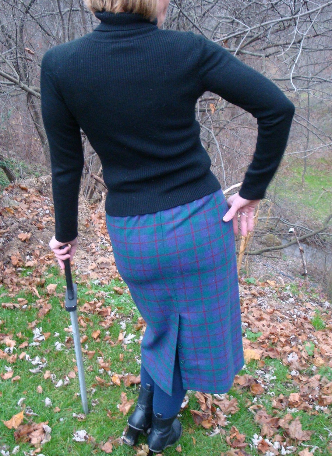 Vintage Scottish Plaid Pencil Skirt