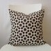 16 inch throw pillow cover, brown and white. Geometric squares pattern, modern print. For indoor or outdoor use.