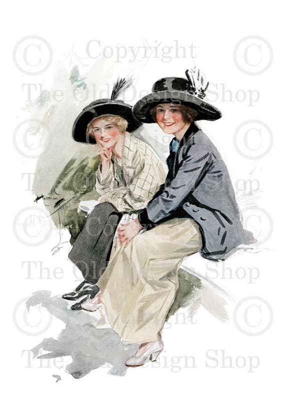 GOOD FRIENDS Harrison Fisher Vintage Image for Cardmaking Altered Art Mixed Media Digital Download