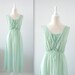 On Reserve Vintage Long Nightgown - 1970s Sage Green Chiffon - Medium Large